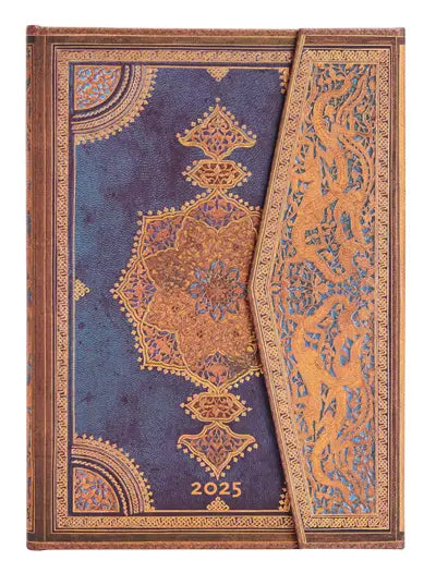 Planer Paperblanks "Safavid Indigo" 2025, 12-mesečni, midi, horizontalen