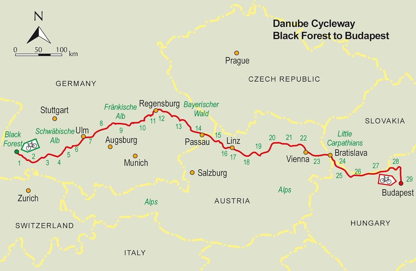 The Danube Cycleway Volume 1: From the source in the Black Forest to Budapest