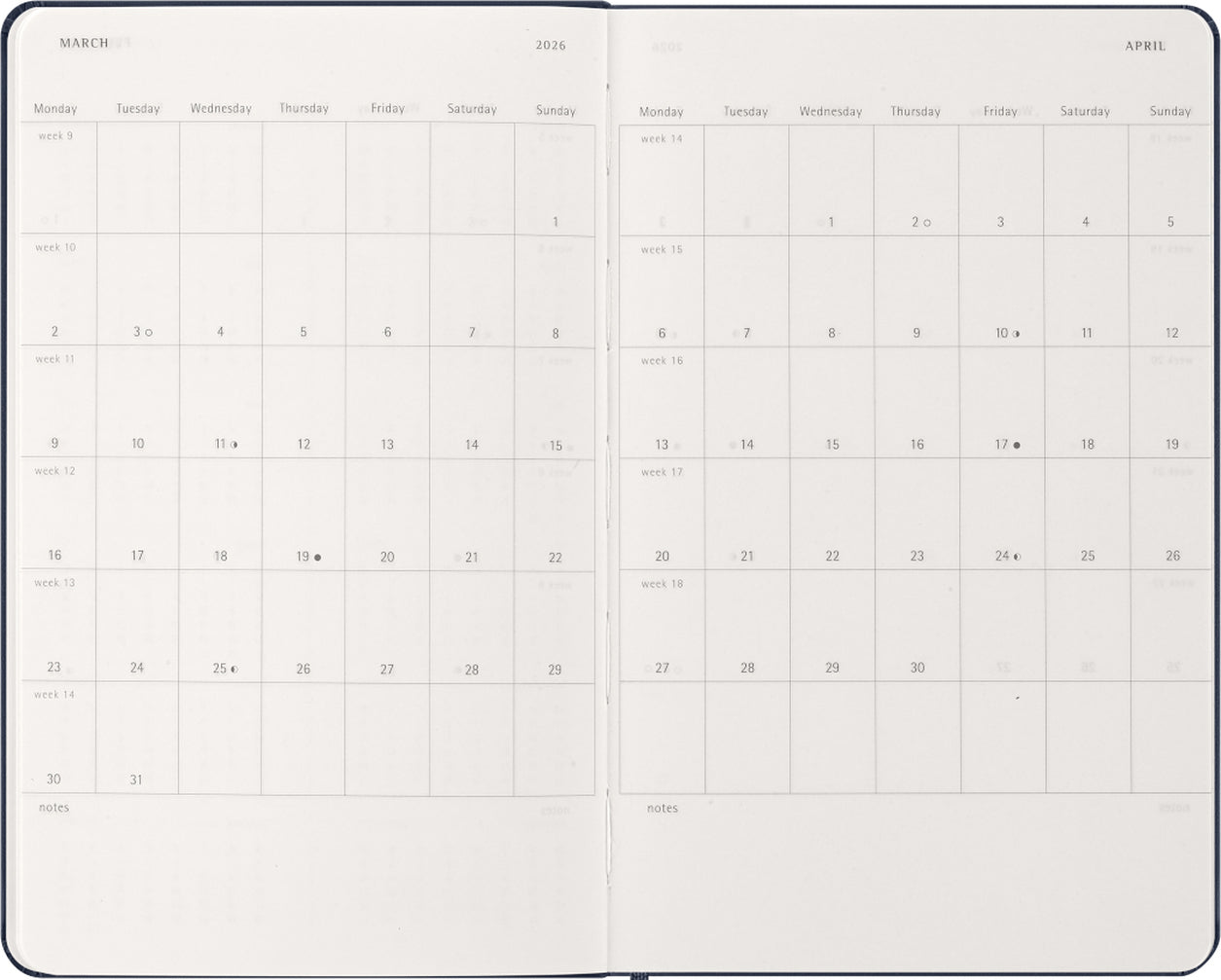 Planer Moleskine 2026, 12-mesečni, large, dnevni, trde platnice, lila