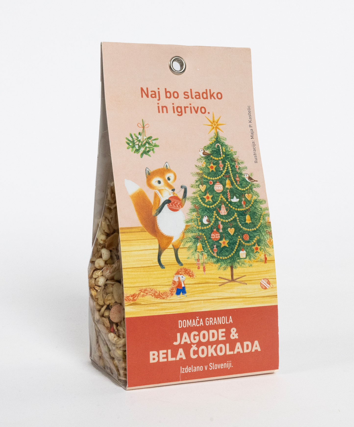 Granola mini, LISICA, jagoda in bela čokolada, 80 g