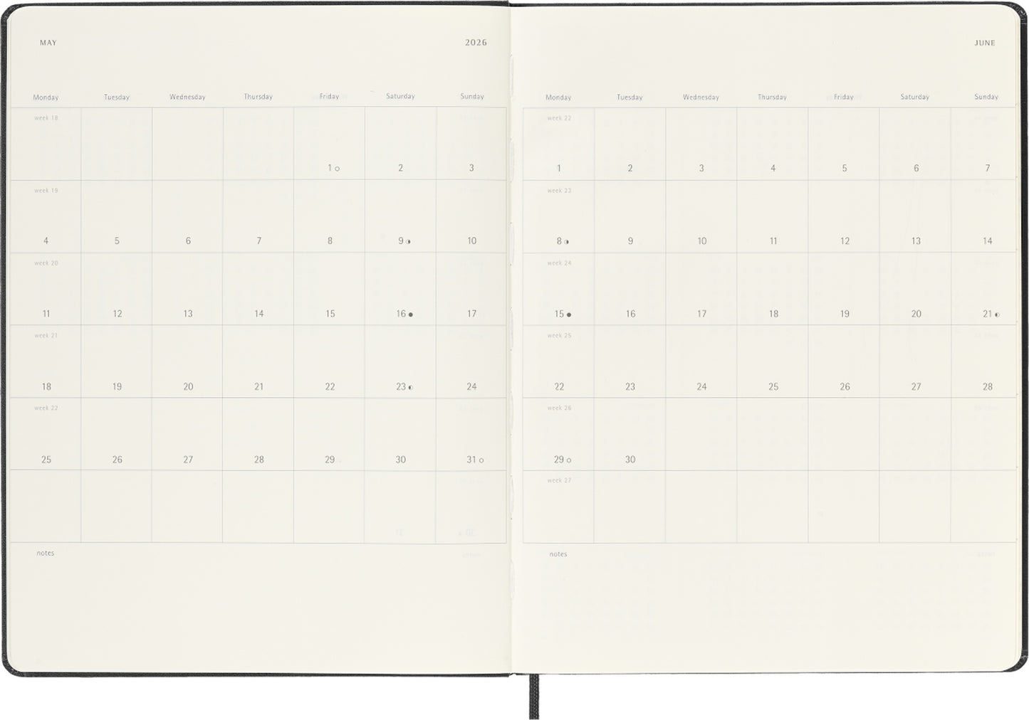 Planer Moleskine 2026, 12-mesečni, XL, tedenski, trde platnice, moder