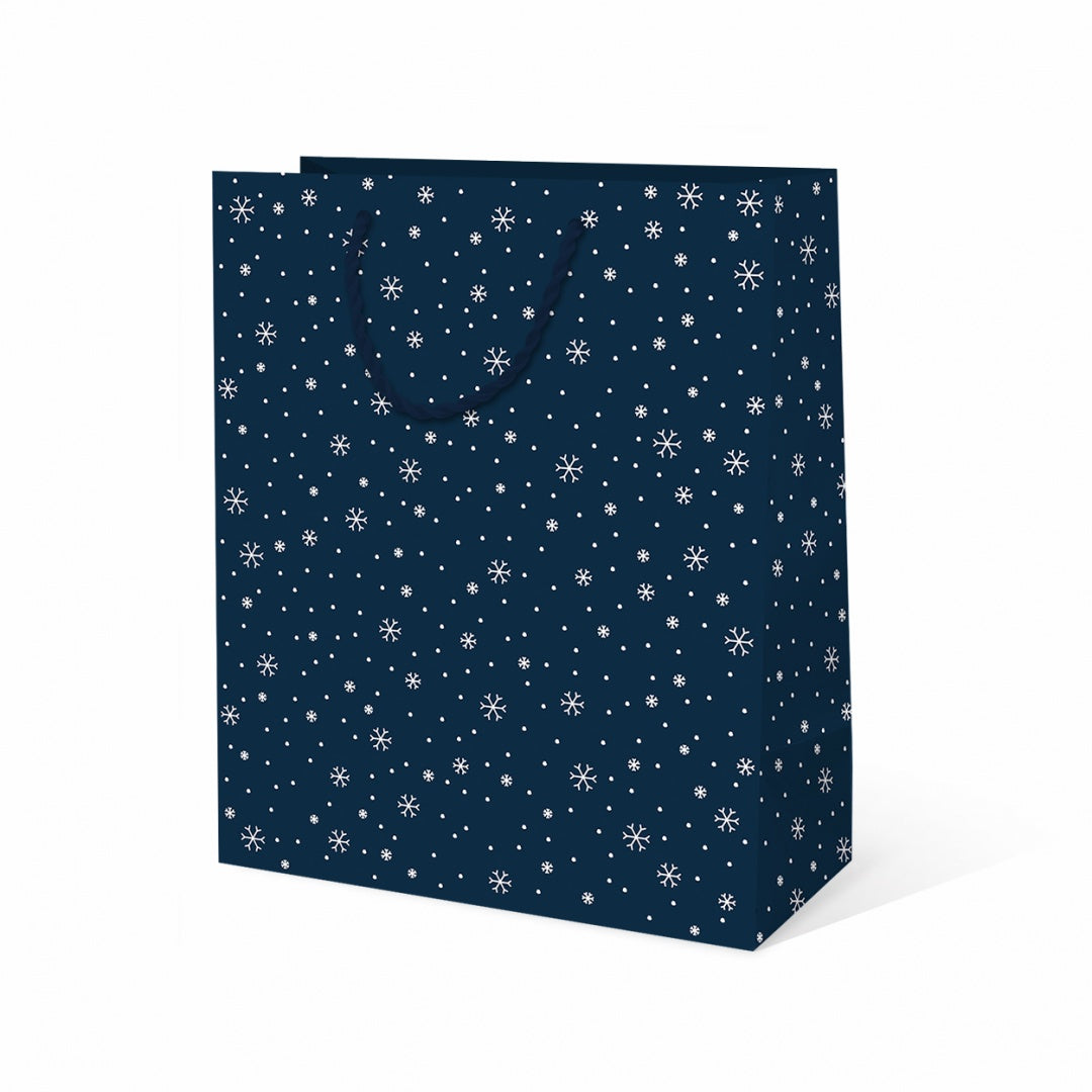Darilna vrečka A4, SNEŽINKE, modra