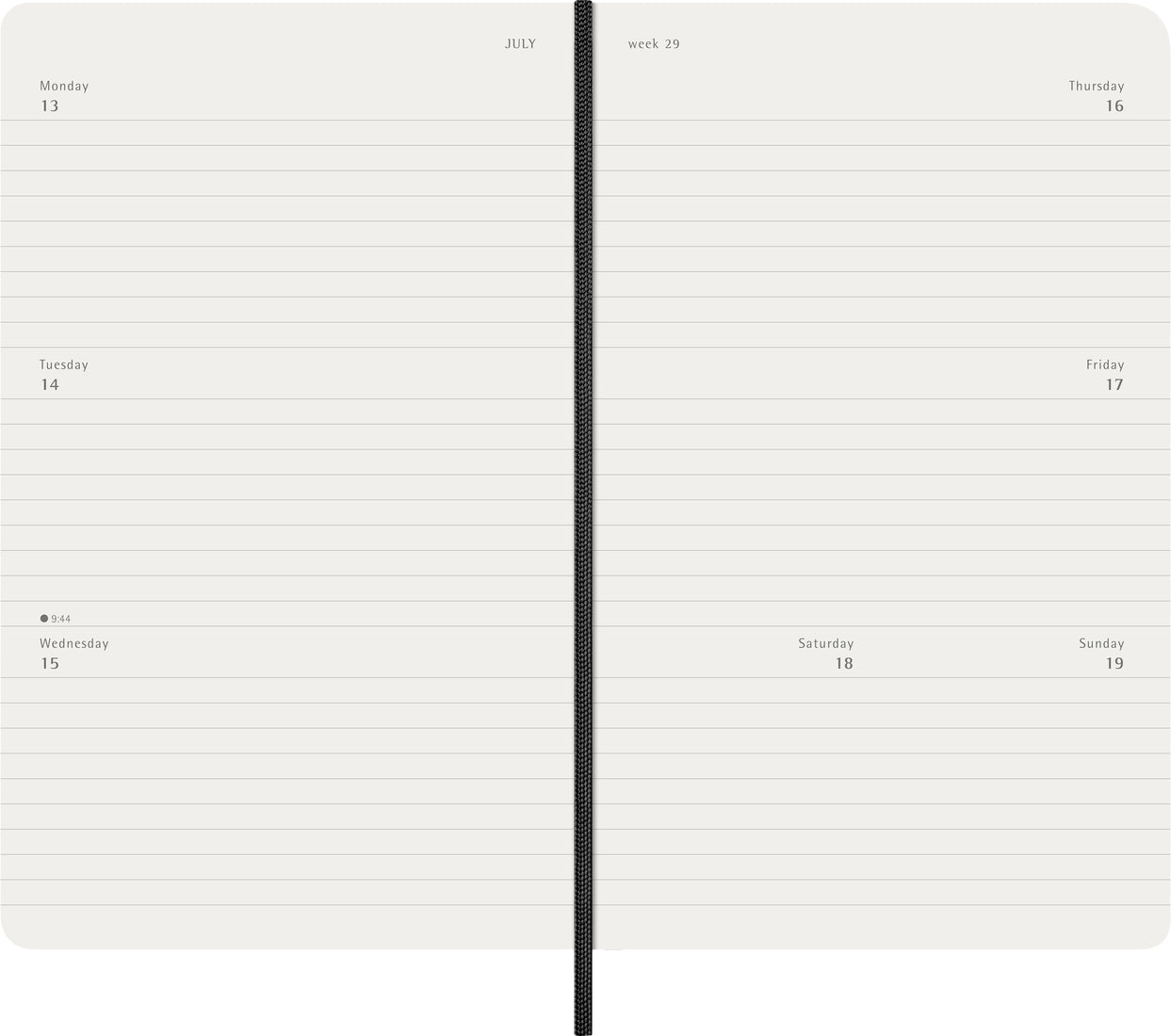 Planer Moleskine 2026, 12-mesečni, large, tedenski horizontalen, trde platnice, črn