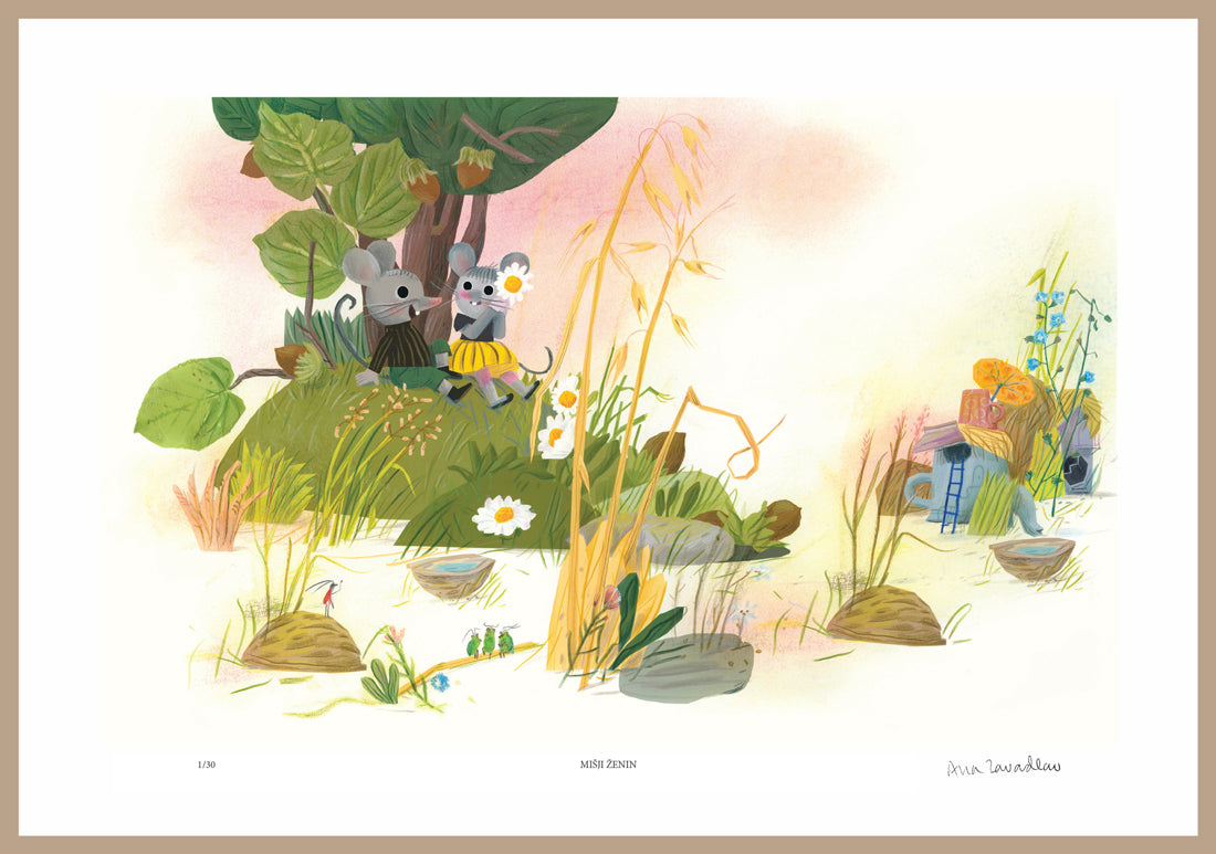 Oštevilčena barvna reprodukcija MIŠJI ŽENIN (s podpisom)