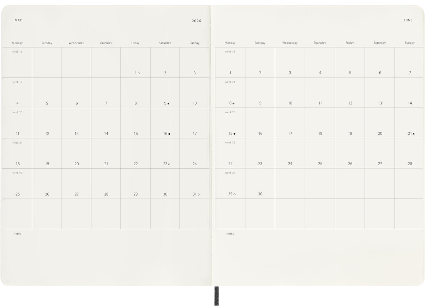 Planer Moleskine 2026, 12-mesečni, XL, tedenski, mehke platnice, moder