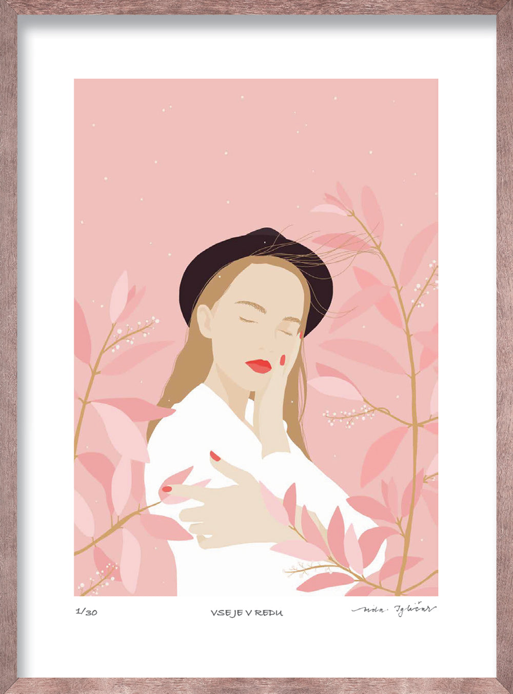 Oštevilčena barvna reprodukcija VSE JE V REDU (s podpisom)