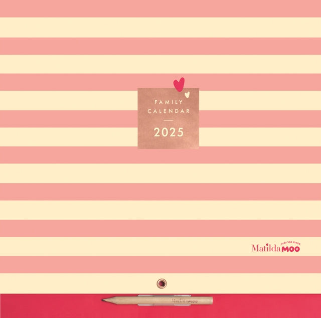 Matilda Moo Striped Pink Planner Wall Calendar 2025