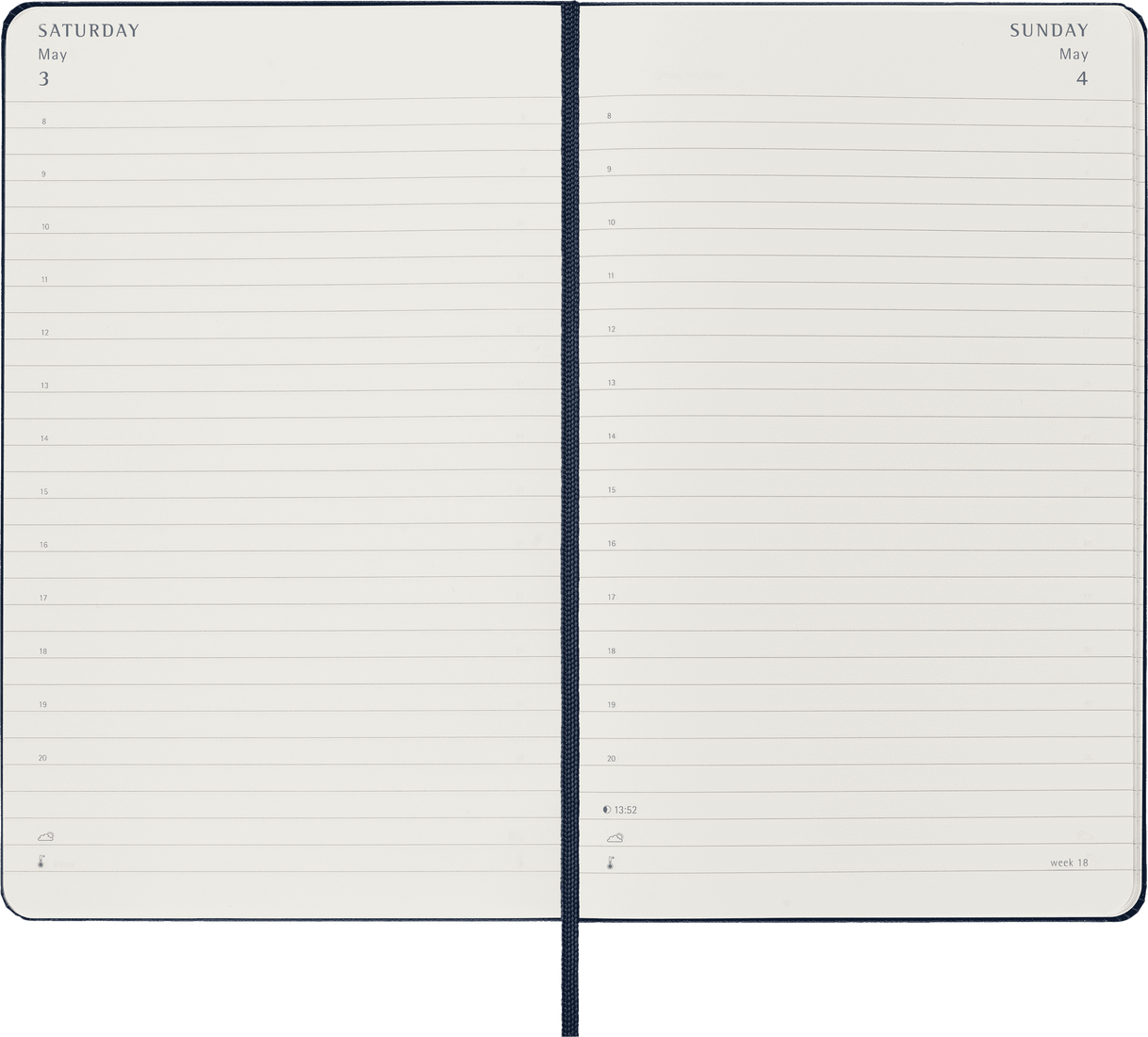 Planer Moleskine 2025, 12-mesečni, large, dnevni, trde platnice, moder