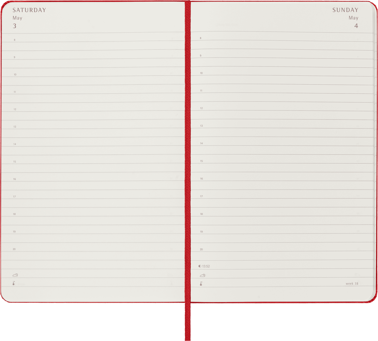 Planer Moleskine 2025, 12-mesečni, large, dnevni, trde platnice, rdeč