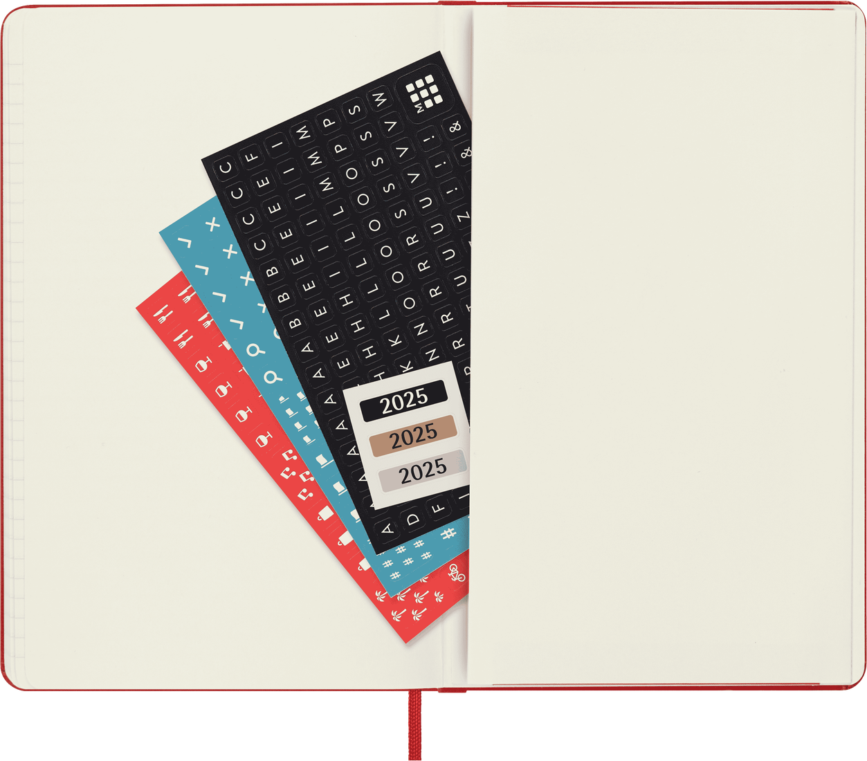 Planer Moleskine 2025, 12-mesečni, large, dnevni, trde platnice, rdeč