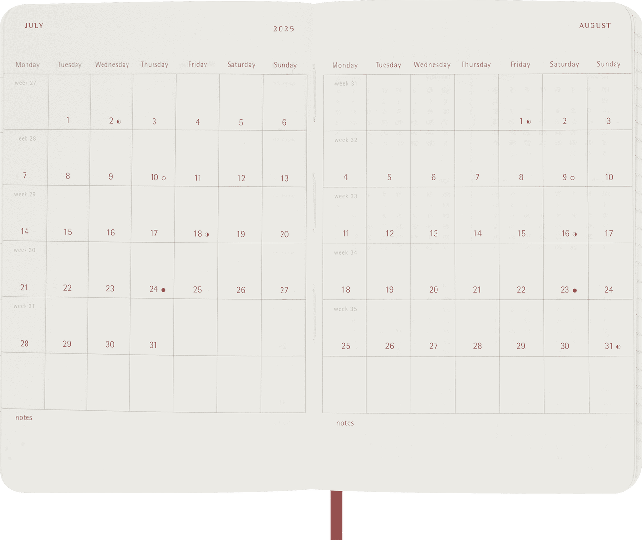 Planer Moleskine 2025, 12-mesečni, large, dnevni, mehke platnice, rdeč