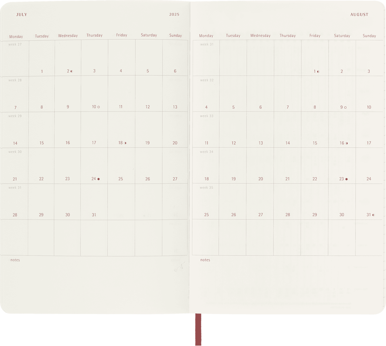 Planer Moleskine 2025, 12-mesečni, large, tedenski, mehke platnice, rdeč