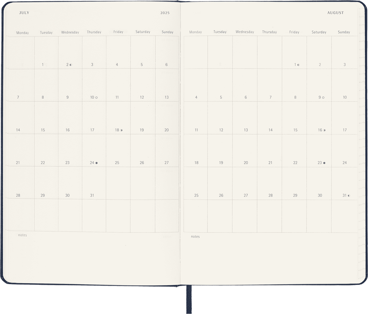 Planer Moleskine 2025, 12-mesečni, large, tedenski horizontalen, trde platnice, črn