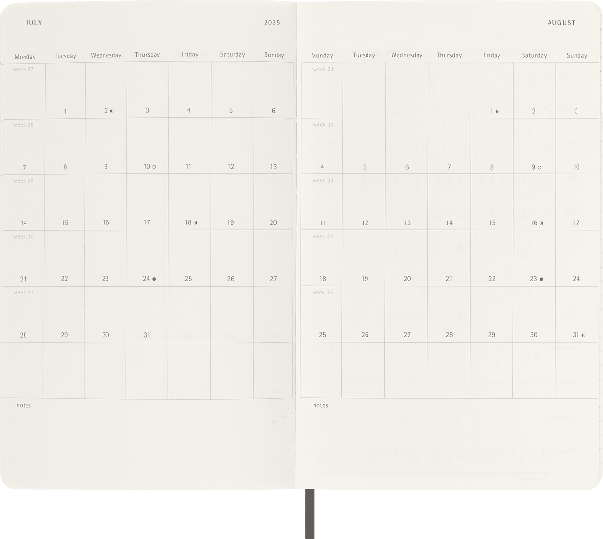 Planer Moleskine 2025, 12-mesečni, large, tedenski horizontalen, mehke platnice, črn