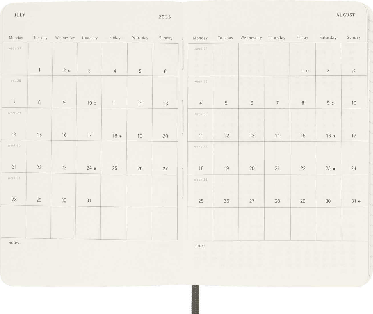 Planer Moleskine 2025, 12-mesečni, pocket, dnevni, mehke platnice, temno zelen