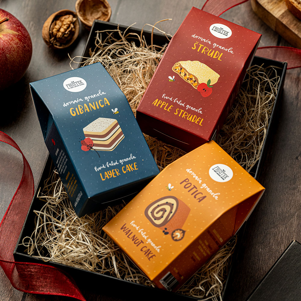 Granola Fruštek GIBANICA, mini, 80g, v škatlici