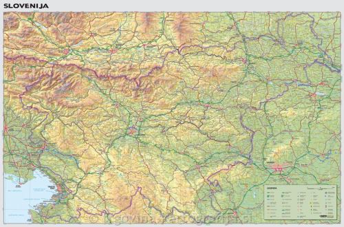 Slovenija: mala stenska karta 100x70