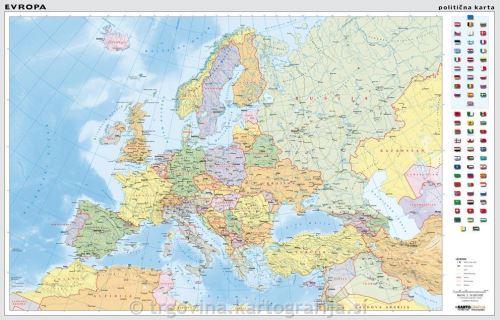 Evropa: mala stenska karta 100x70