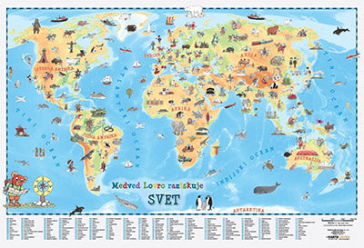 Medved Lovro raziskuje svet (stenska karta, piši-briši)