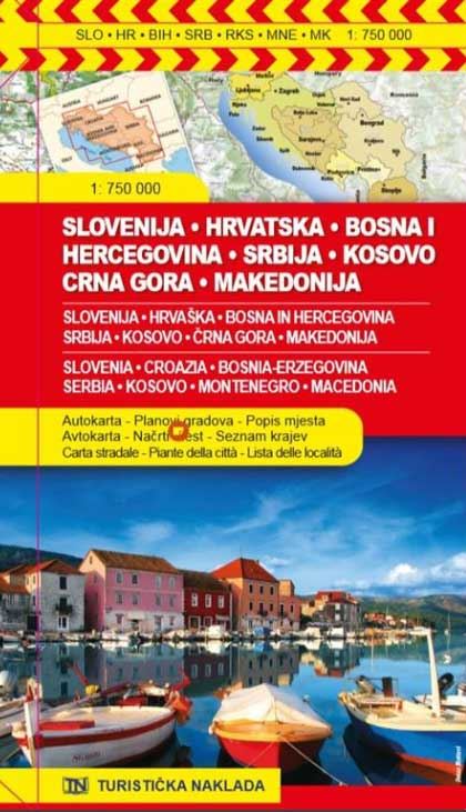 Avtokarta SLO.,CRO.,BIH.,SER.,KOS.,ČG.,MAK. 1 : 750 000