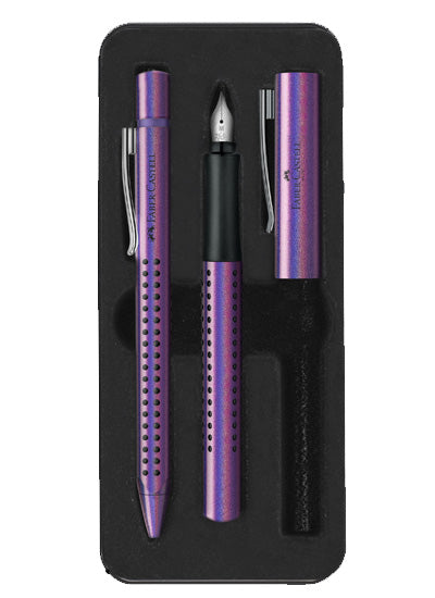 Darilni set FABER-CASTELL Glam, violet (nalivno pero + kemični svinčnik)