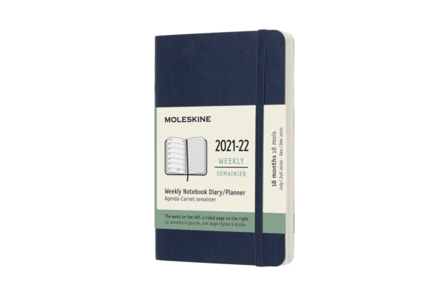 Moleskine 2022 18-Month Weekly Pocket Softcover Notebook - Sapphire Blue