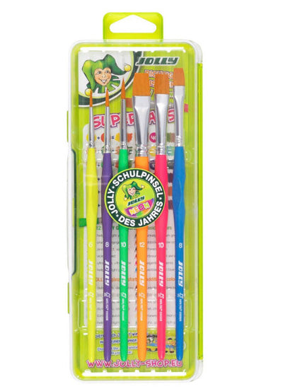 SET ČOPIČI JOLLY NEON (3 ploščate čopiče št. 8,10,12 in 3 okrogle čopiče št. 6, 8,10)