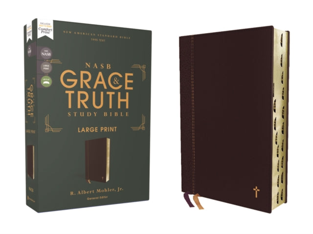 NASB, The Grace and Truth Study Bible (Trustworthy and Practical Insights), Large Print, Leathersoft, Maroon, Red Letter, 1995 Text, Thumb Indexed, Comfort Print