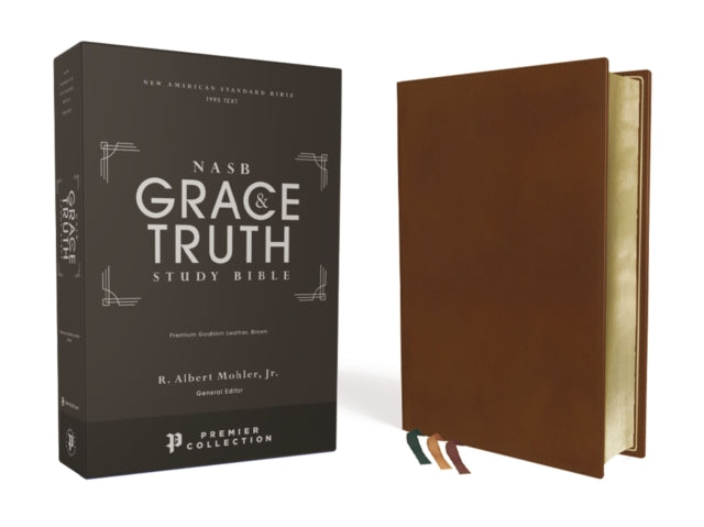 NASB, The Grace and Truth Study Bible, Premium Goatskin Leather, Brown, Premier Collection, Black Letter, 1995 Text, Art Gilded Edges, Comfort Print