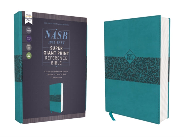 NASB, Super Giant Print Reference Bible, Leathersoft, Teal, Red Letter Edition, 1995 Text, Comfort Print