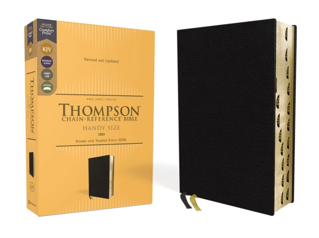 KJV, Thompson Chain-Reference Bible, Handy Size, European Bonded Leather, Black, Red Letter, Thumb Indexed, Comfort Print