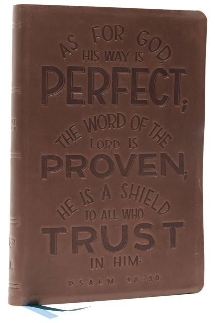 NKJV, Thinline Bible, Verse Art Cover Collection, Genuine Leather, Brown, Red Letter, Comfort Print