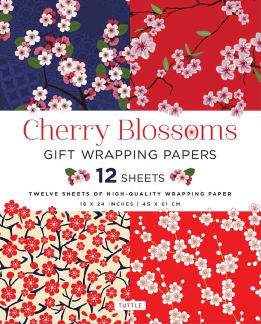 Cherry Blossoms Gift Wrapping Papers - 12 Sheets