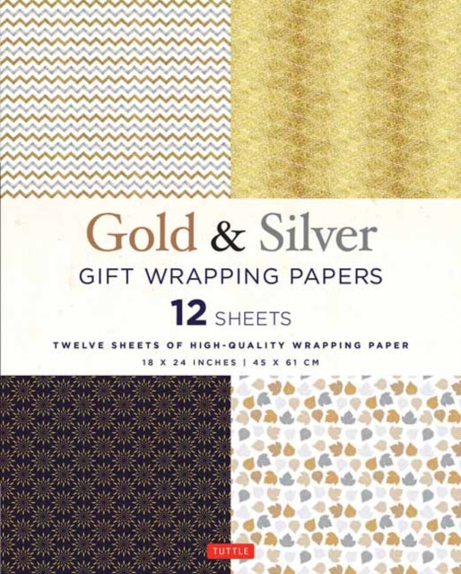 Silver and Gold Gift Wrapping Papers - 12 Sheets - 12 Sheets of High-Quality 18 x 24 inch Wrapping Paper