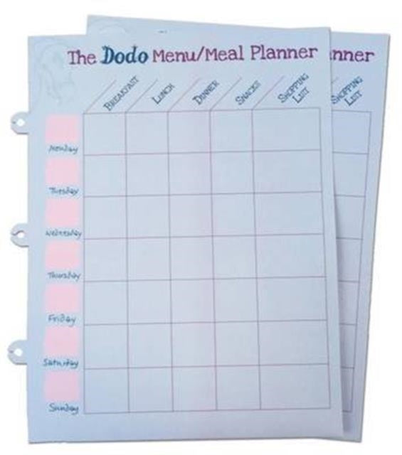 Dodo Pad Weekly Wipe-Clean Menu / Meal Planner: Suitable for Dodo Pad, Acad-Pad Desk Diaries and Dodo Blank Book