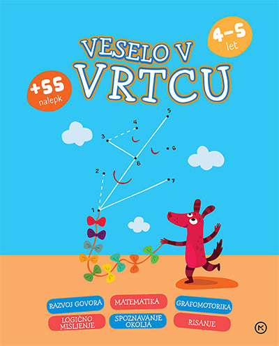 VESELO V VRTCU, zbirka nalog z nalepkami za otroke stare od 4.-5. let