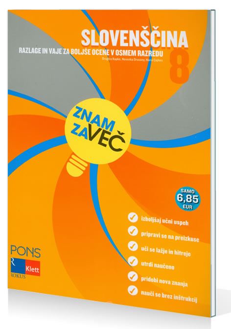 ZNAM ZA VEČ, SLOVENŠČINA 8, učni pripomoček za slovenščino v 8. razredu osnovne šole