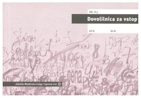 Dovolilnica za vstop, D.5 A6 samokopirni blok